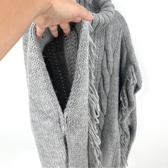 LOFT Womens Oversized Gray Chunky Knit Poncho Turtleneck - Picture 6 of 9
